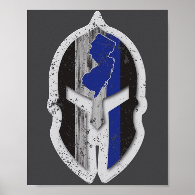 New Jersey State Lice Thin Blue Line Spartan _1  Poster (Vorne)