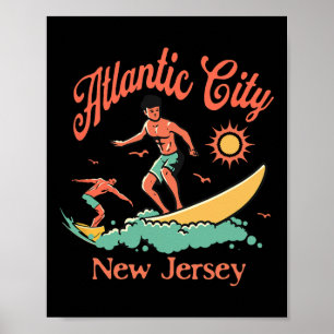 New Jersey Surfer Atlantic City Nj Surfen Strand V Poster