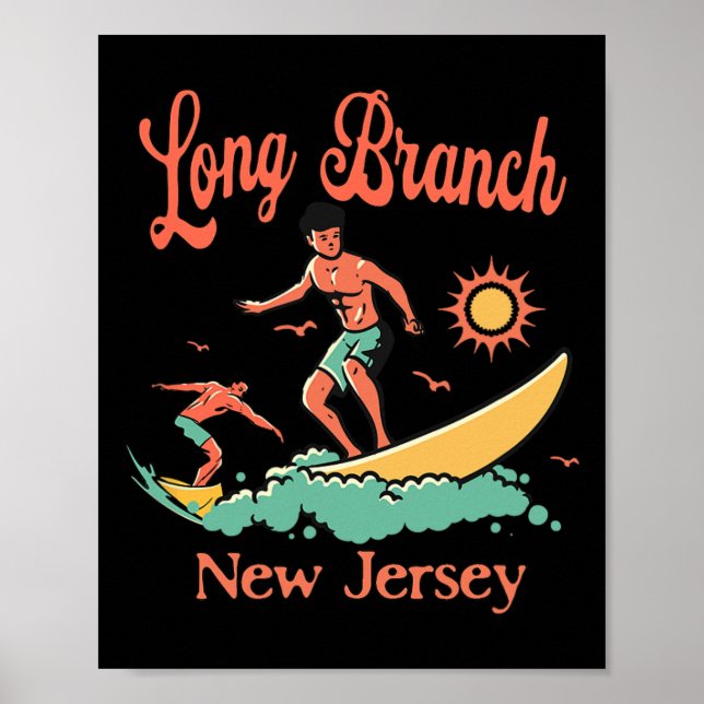 New Jersey Surfer Long Branch Nj Surfen Strand Url Poster (Vorne)
