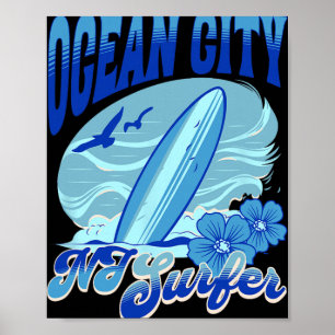 New Jersey Surfer Ocean City Nj Surfen Strand Sand Poster