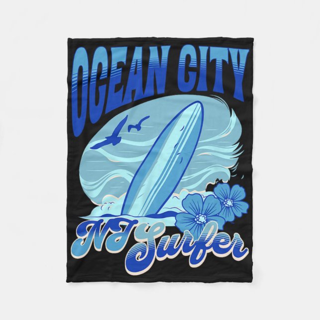 New Jersey Surfer Ocean City Nj Surfing Beach Sand Fleecedecke (Vorderseite)
