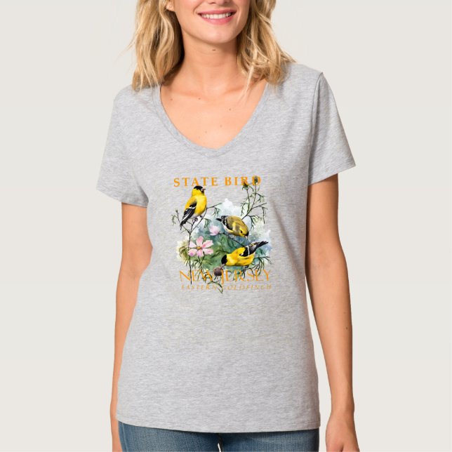 New Jersey Territory Bird The Eastern Goldfinch T-Shirt (Vorderseite)