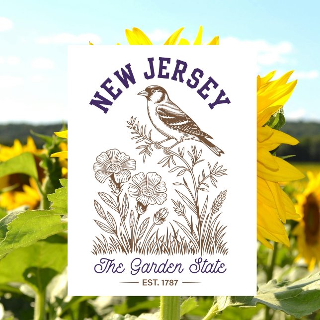 New Jersey The Garden State Est. 1787 Bird Postkarte (New Jersey)