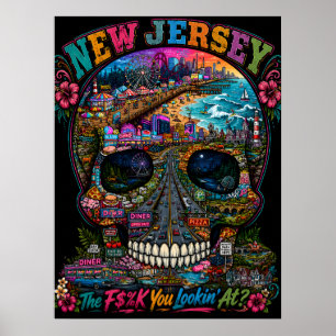 New Jersey Totenkopf-Kunstwerk State of Mind Poster