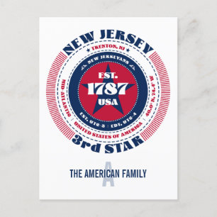 New Jersey, Trenton NJ, Patriotic Monogram Postkarte