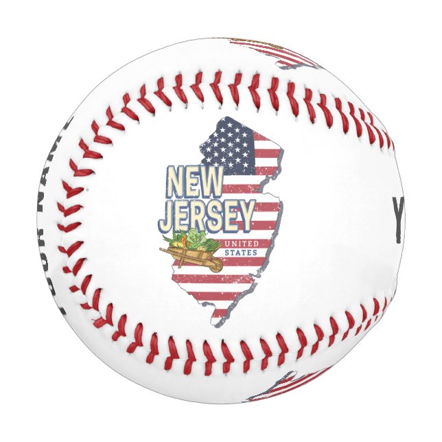 New Jersey United Staaten Retro Map USA Souvenir Baseball (Vorderseite Links)
