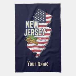 New Jersey United Staaten Retro Map USA Souvenir Geschirrtuch
