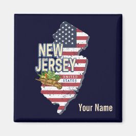 New Jersey United Staaten Retro Map USA Souvenir Magnet
