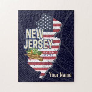 New Jersey United Staaten Retro Map USA Souvenir Puzzle