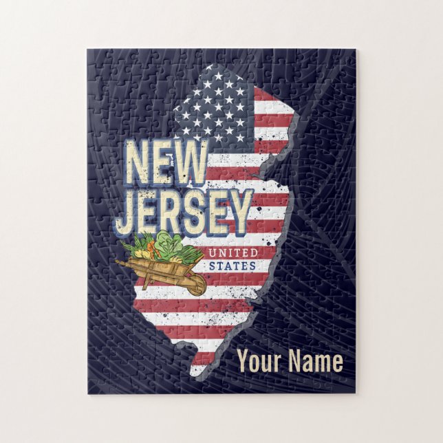 New Jersey United Staaten Retro Map USA Souvenir Puzzle (Vertikal)