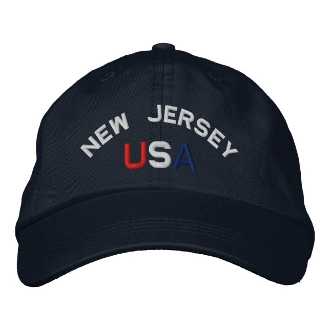 New Jersey USA bestickt Navy Blue Hat Bestickte Baseballkappe (Vorderseite)