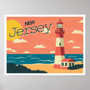 New Jersey USA Vintage-Reiseillustration Poster