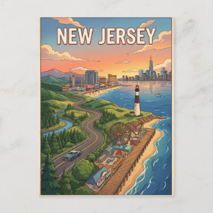New Jersey Vintage Anime Reise-Postkarte Postkarte
