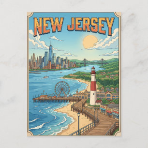 New Jersey Vintage Anime Reise-Postkarte Postkarte