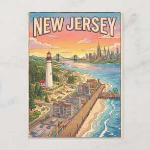 New Jersey Vintage Anime Reise-Postkarte Postkarte
