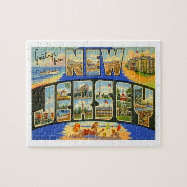 New Jersey Vintage Travel Puzzle (Horizontal)