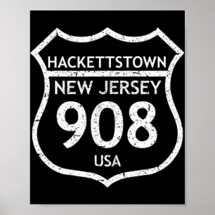New Jersey Vorwahl 908 Hackettstown, Nj Heimatstad Poster