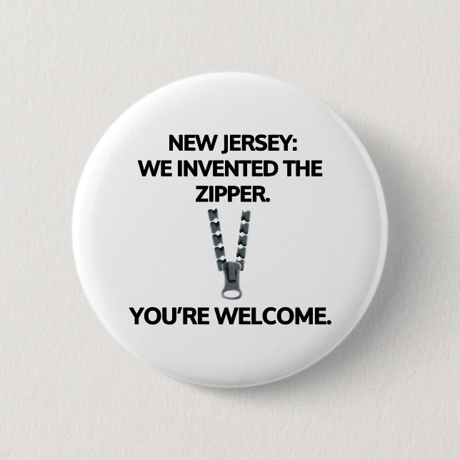 New Jersey: Wir erfanden den Reißverschluss. Button (Vorderseite)