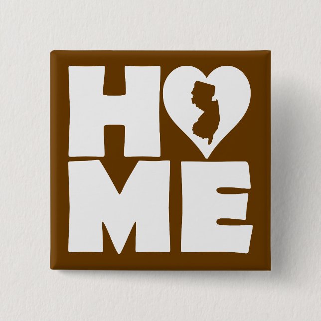 New Jersey Zuhause Heart Staat Button Abzeichen Bu (Vorderseite)