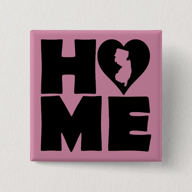 New Jersey Zuhause Heart Staat Button Abzeichen Bu (Vorderseite)