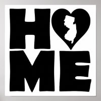 New Jersey Zuhause Heart Staat Poster Sign