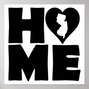 New Jersey Zuhause Heart Staat Poster Sign