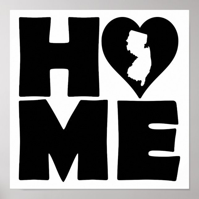 New Jersey Zuhause Heart Staat Poster Sign (Vorne)