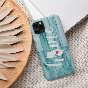 New Jersey Zuhause Staat Turquoise Wood Look iPhone 16 Hülle