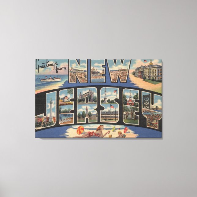New JerseyGroße BuchstabenszenenNew Jersey Leinwanddruck (Vorderseite)