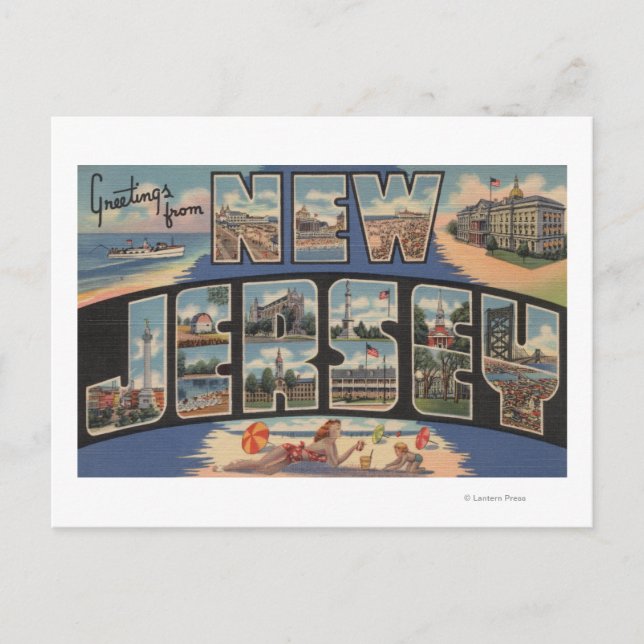 New JerseyGroße BuchstabenszenenNew Jersey Postkarte (Vorderseite)