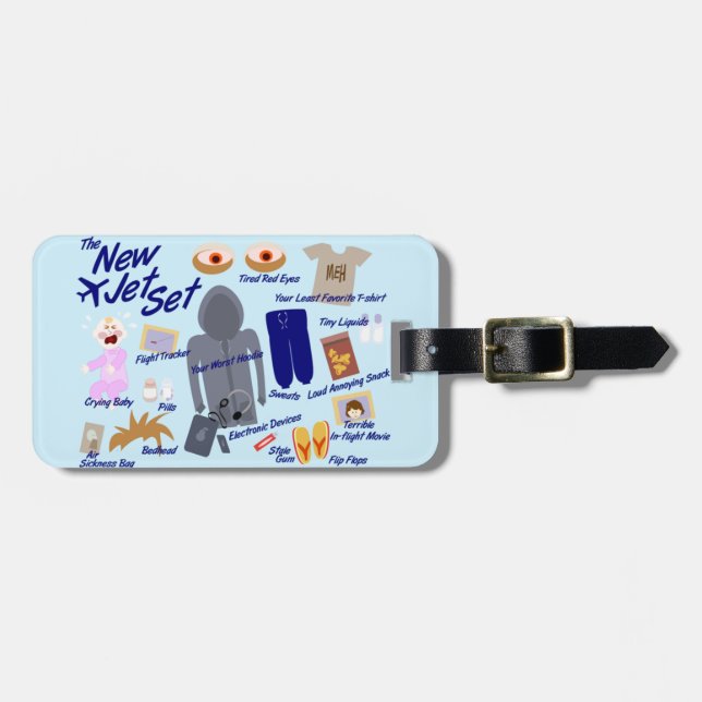 New Jet Set Funny Air Travel Cartoon Gepäckanhänger (Vorderseite horizontal)