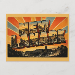 New Lanark Schottland Vintage Reise Kunst Postkarte