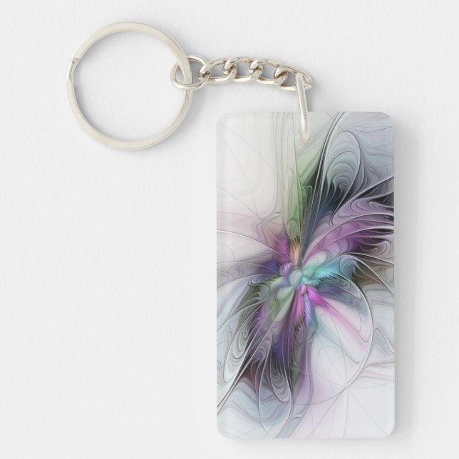 New Life, Colorful Abstract Fractal Art Fantasy Schlüsselanhänger (Vorderseite)