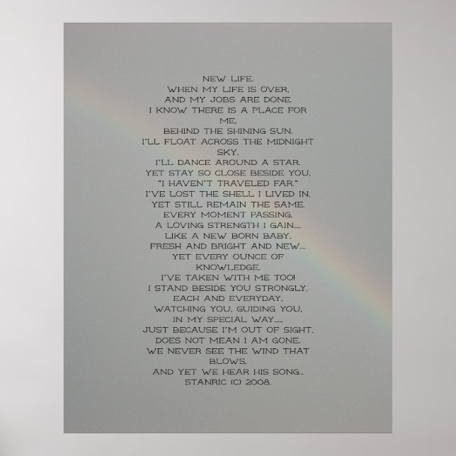 New Life Gedicht Poster (Vorne)
