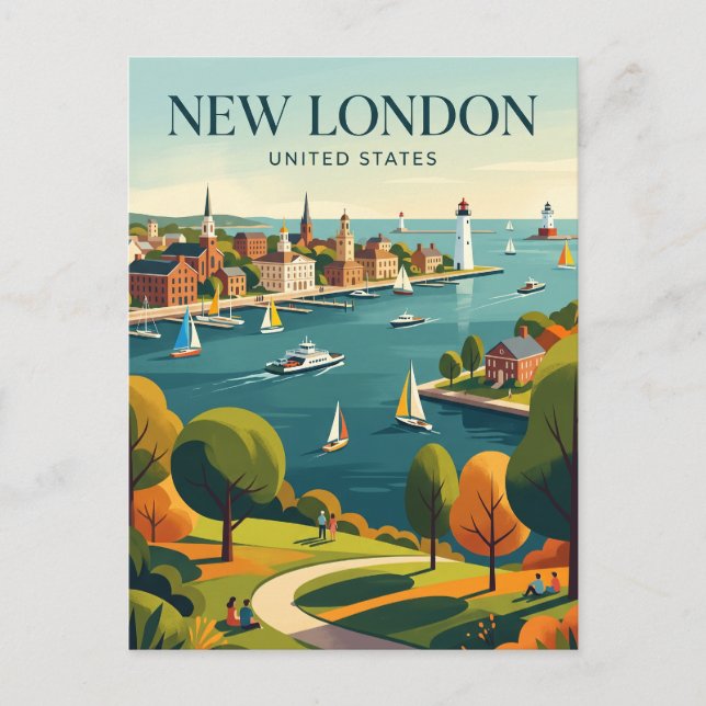 New London Connecticut Postkarte (Vorderseite)