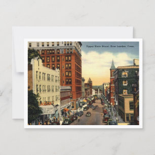 New London CT State Street Vintage 1940er Jahre Postkarte