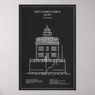 New London Ledge Leuchtturm - Connecticut – PD Poster
