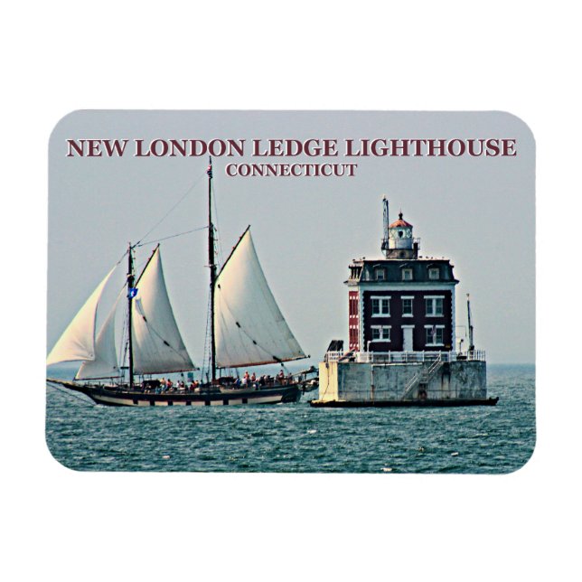 New London Ledge Light, Connecticut Foto Magnet (Horizontal)