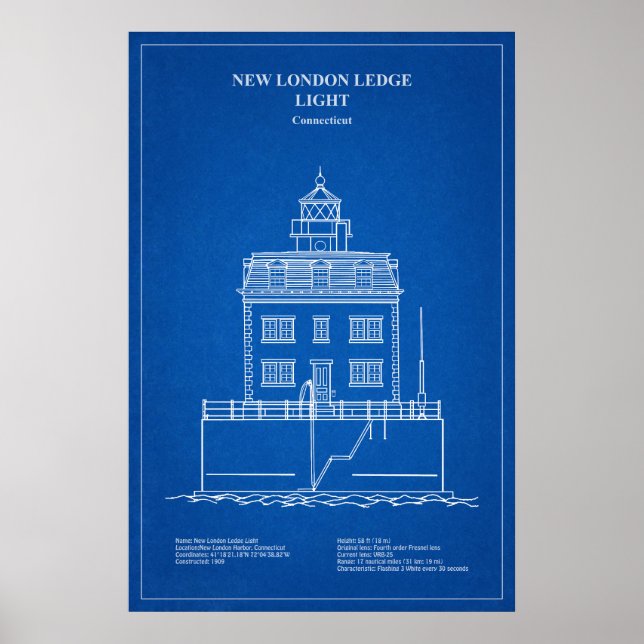 New London Ledge Lighthouse - Connecticut - AD Poster (Vorne)