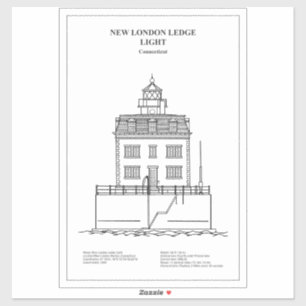 New London Ledge Lighthouse - Connecticut - BD Aufkleber