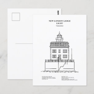 New London Ledge Lighthouse - Connecticut - BD Postkarte