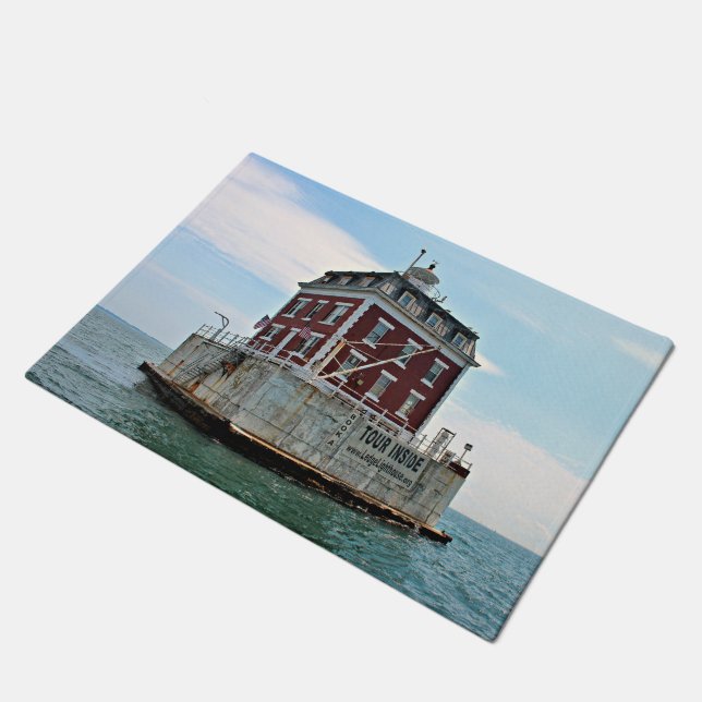 New London Ledge Lighthouse, Connecticut Door Mat Fußmatte (Schrägansicht)