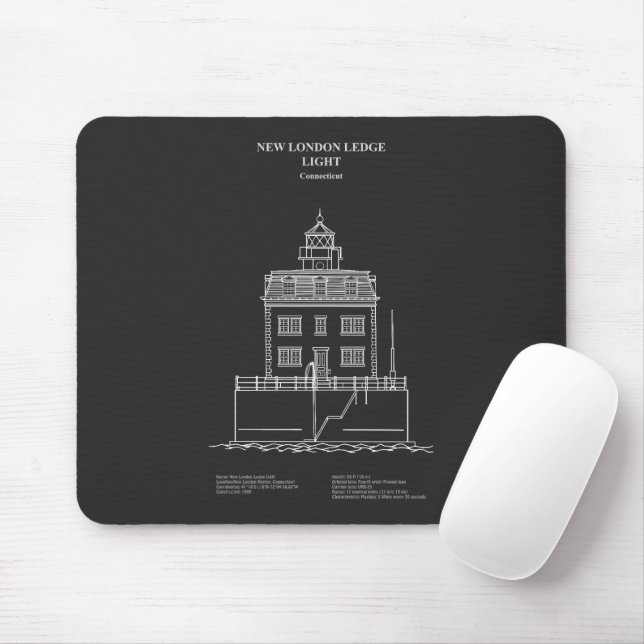 New London Ledge Lighthouse - Connecticut - PD Mousepad (Mit Mouse)
