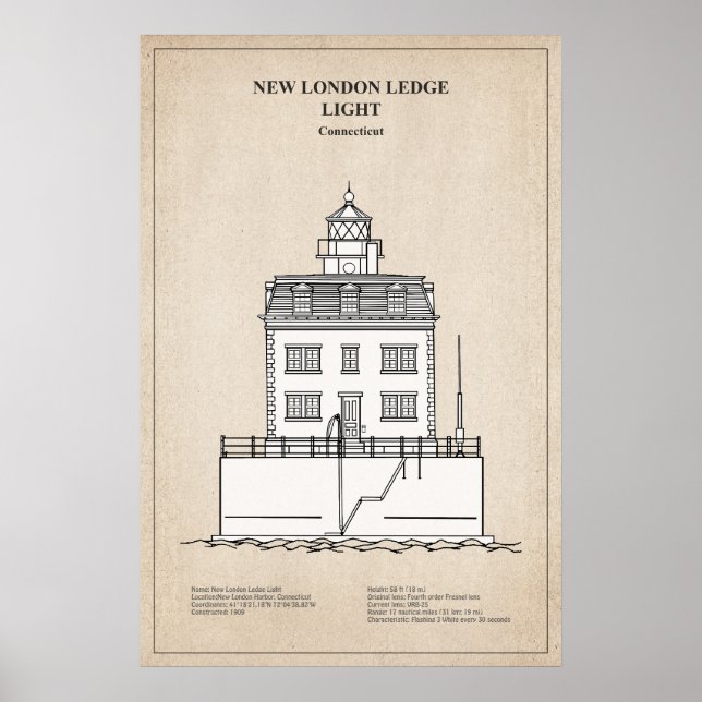 New London Ledge Lighthouse - Connecticut - SBD Poster (Vorne)