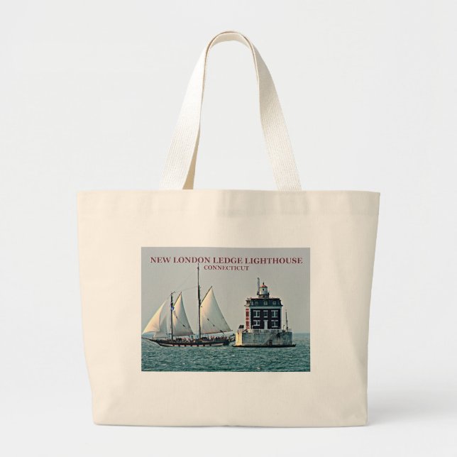 New London Ledge Lighthouse, Connecticut Tote Bag Jumbo Stoffbeutel (Vorne)
