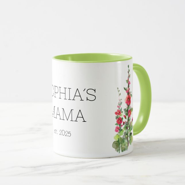 New Mama Tasse, Hollyhock Blume Tasse (VorderseiteRechts)