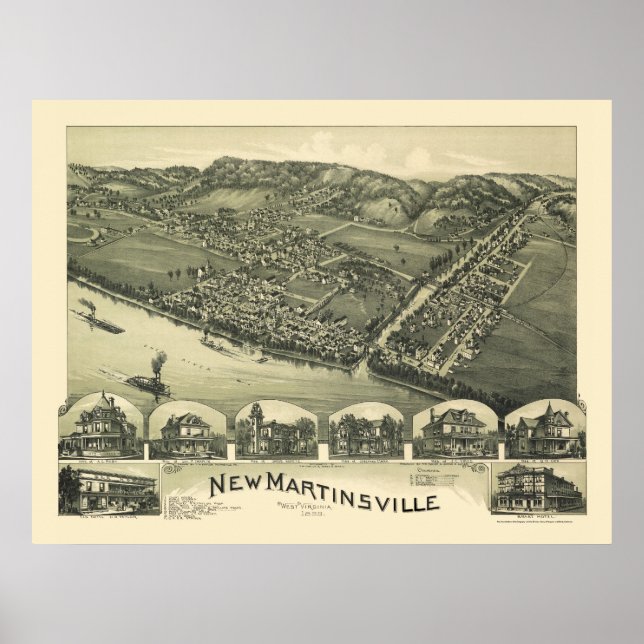 New Martinsville, WV Panoramic Map - 1899 Poster (Vorne)