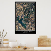 New Melones Lake California Satelliten-Poster-Kart