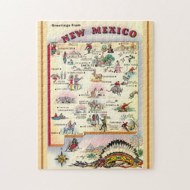 New Mexico  11x14 illustrated Map Puzzle (Vertikal)