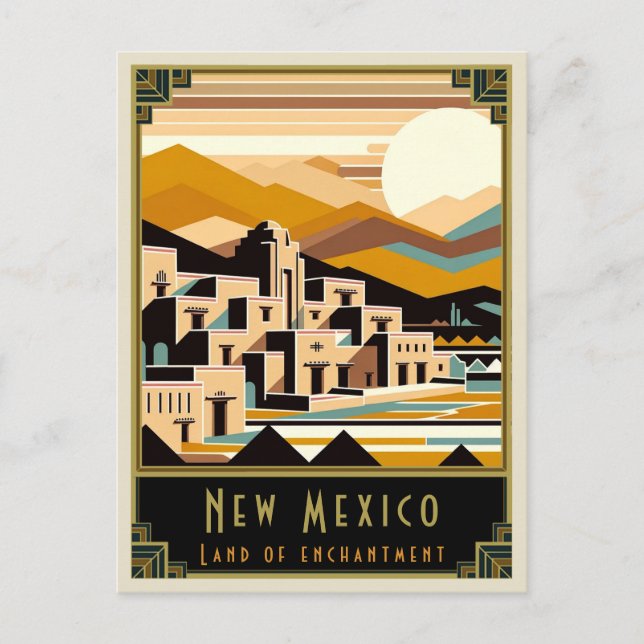 New Mexico | Art Deco Postkarte (Vorderseite)